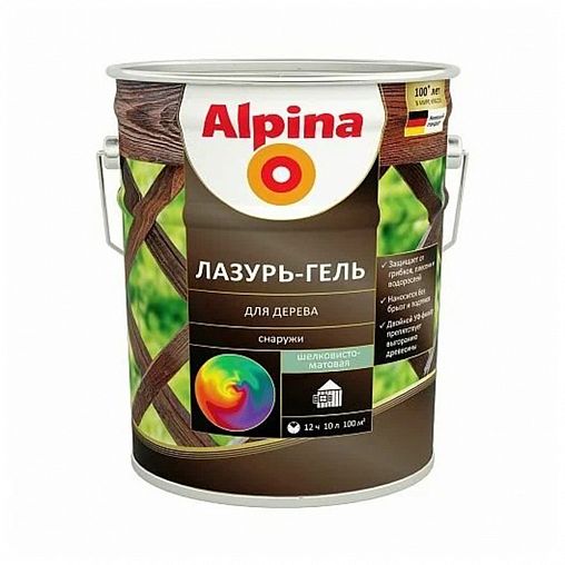 Защитная лазурь-гель для дерева Alpina, 9 л, сосна фото