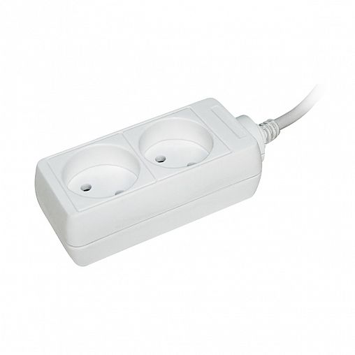 Удлинитель IEK У2, 2 x 0,75 мм², 2 розетки, без заземления, 1,5 м, белый фото