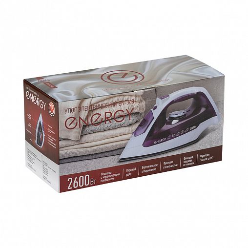Утюг Energy EN-348, 2600 Вт, подошва керамическая, бело-бирюзовый фото