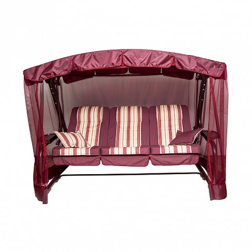 Качели садовые Olsa Палермо Премиум, трехместные, 266,5 x 144 x 186 см, каркас бордовый фото