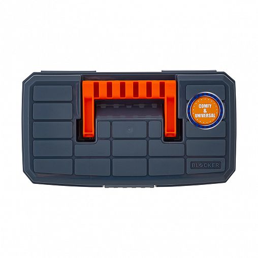 Органайзер для хранения Blocker Techniker, с отсеками, 23,6 x 13,1 x 8,4 см, серо-оранжевый фото