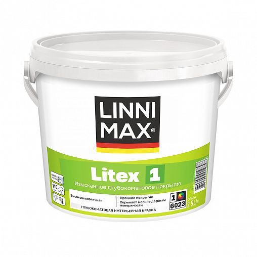 Краска интерьерная Linnimax Litex 1, база 1, белая, 2,5 л фото