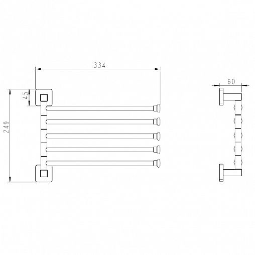 Полотенцедержатель поворотный Fashun A2615-17, пятерной, графит фото