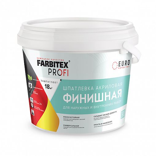 Шпатлевка финишная Farbitex Profi, акриловая, 6 кг фото