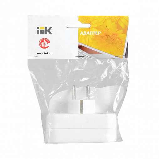 Разветвитель электрический IEK Т-01/01-2, 2,5 А, 3 гнезда, белый фото