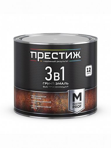 Грунт-эмаль по ржавчине 3 в 1 Престиж М, полуматовая, 1,9 кг, серая фото