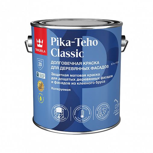 Краска фасадная Tikkurila Pika-Teho Classic (Пико Техо Классик), база С, бесцветная, 2,7 л фото