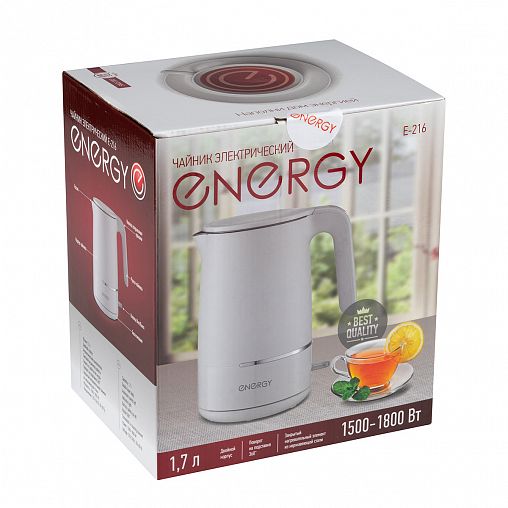 Чайник электрический Energy E-216, двойной корпус, 1,7 л, белый фото
