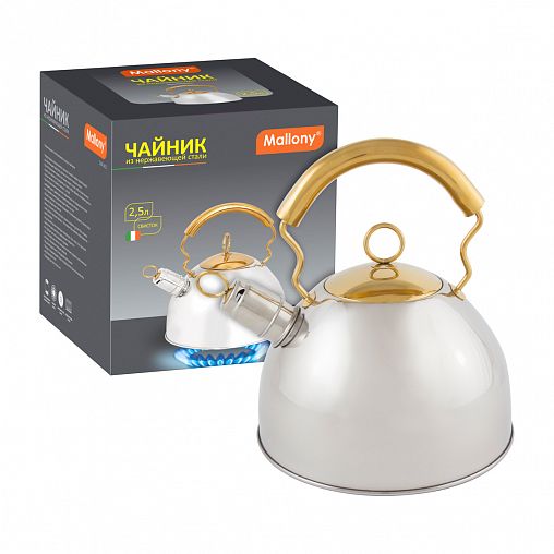 Чайник со свистком Mallony DJA-3427, нержавеющая сталь, 2,5 л фото