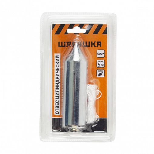 Отвес цилиндрический Шабашка, металл, шнур 5 м, 500 г фото