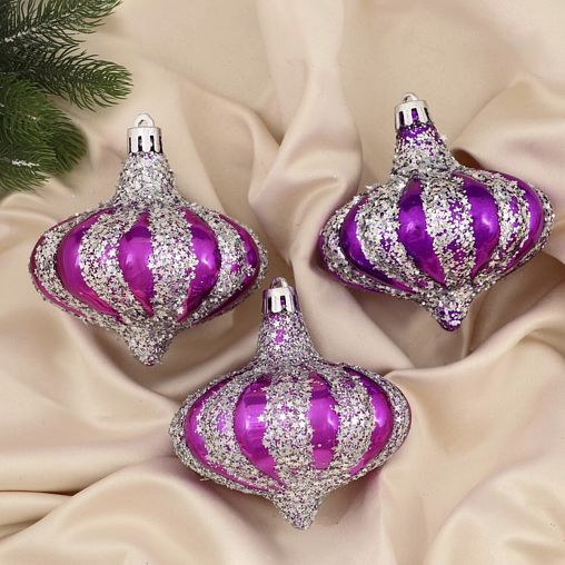 Украшение декоративное новогоднее Зимнее волшебство Волшебные луковки, 7 x 7 см, 3 шт фото