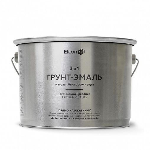 Грунт-эмаль по ржавчине Elcon 3 в 1, матовая, 2 кг, RAL 9005, черная фото
