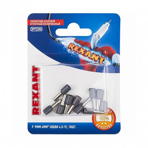 Наконечник штыревой втулочный изолированный Rexant НШВИ, 4 мм², 9 мм, серый, 10 шт фото