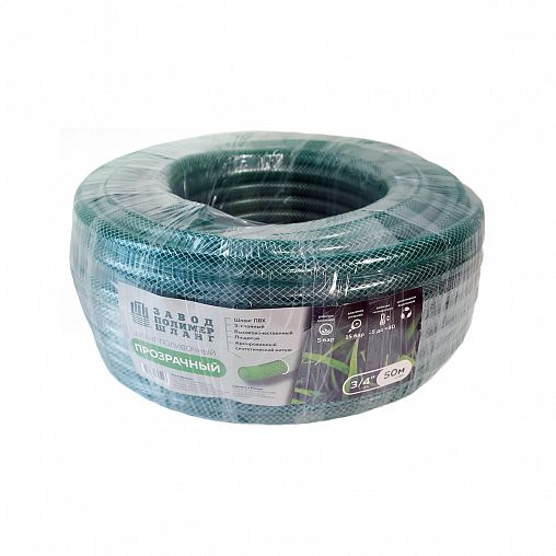 Шланг пищевой армированный ПолимерШланг Прозрачный, 3/4", 50 м фото