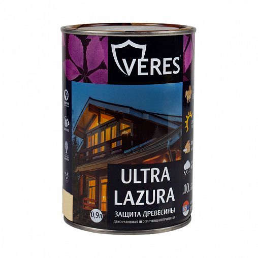 Декоративная пропитка для дерева Veres Ultra Lazura №29, глянцевая, 0,9 л, калужница фото