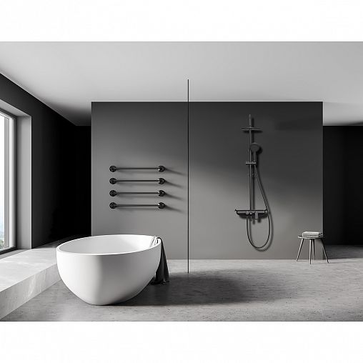 Душевая система с тропическим душем Lemark Tropic LM7012BL, со смесителем, черная фото