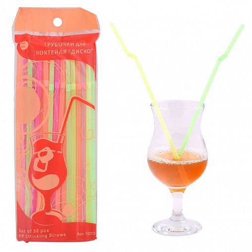 Трубочки для коктейля Мультидом Диско, 50 шт фото