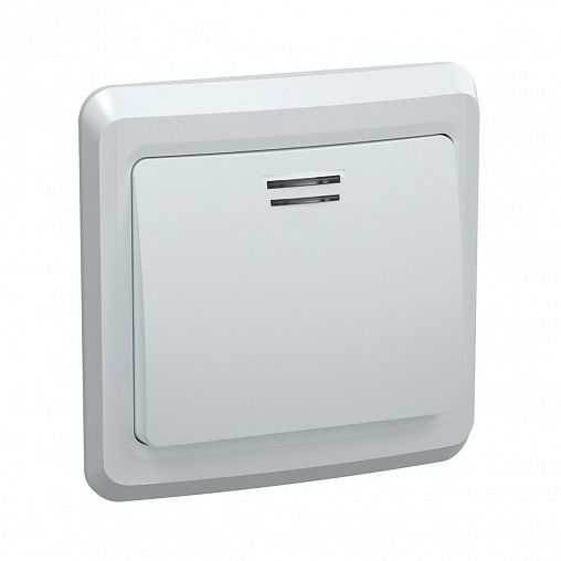 Выключатель одноклавишный встраиваемый IEK Вега ВС10-1-1-ВБ, с подсветкой, 10 А, белый фото