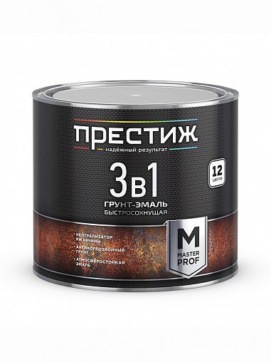 Грунт-эмаль по ржавчине 3 в 1 Престиж М, полуматовая, 1,9 кг, желтая фото