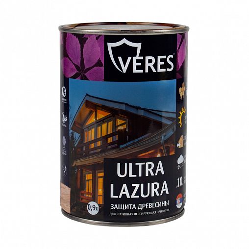 Декоративная пропитка для дерева Veres Ultra Lazura №1, глянцевая, 0,9 л, бесцветная фото Декоративная пропитка для дерева Veres Ultra Lazura №1, глянцевая, 0,9 л, бесцветная фото