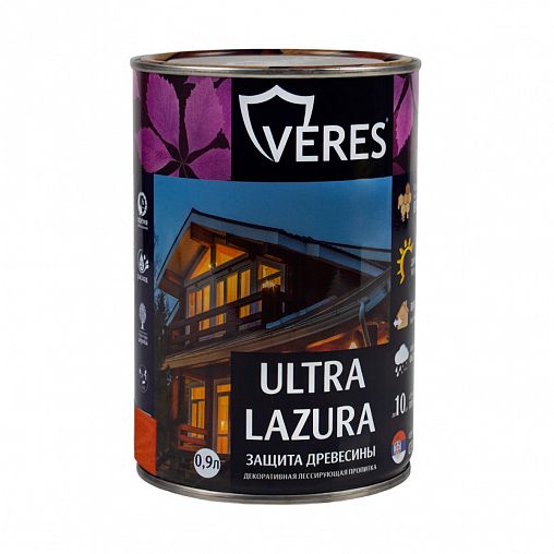Декоративная пропитка для дерева Veres Ultra Lazura №17, глянцевая, 0,9 л, золотой бор фото