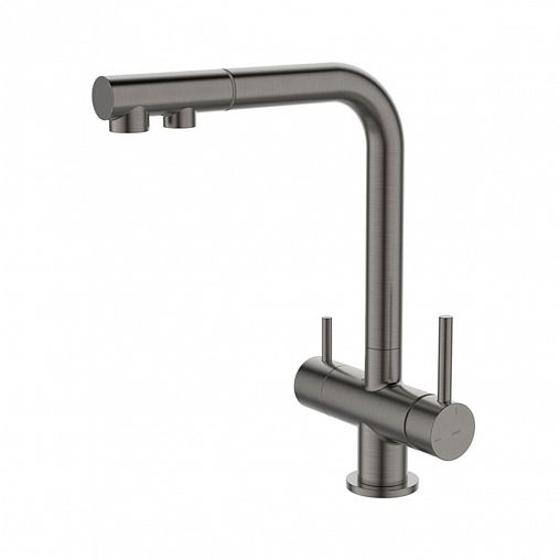 Смеситель для кухни IDDIS Umbra, с выдвижным изливом и подключением к фильтру, графит фото