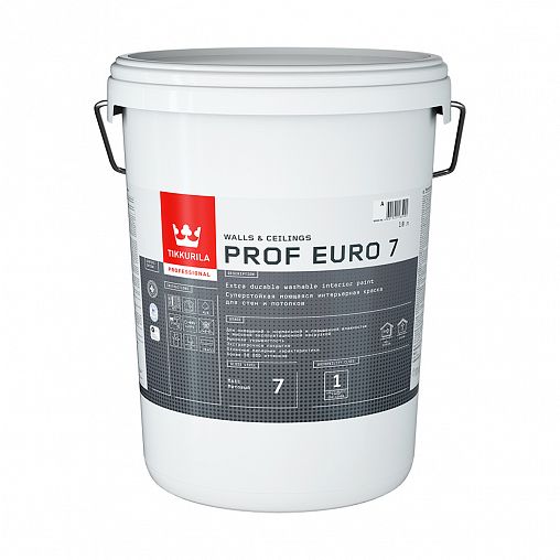 Краска интерьерная Tikkurila Prof Euro 7 (Проф Евро 7), 18 л, белая, база А фото