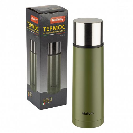 Классический термос Mallony Bossolo, нержавеющая сталь, 0,75 л, зеленый фото
