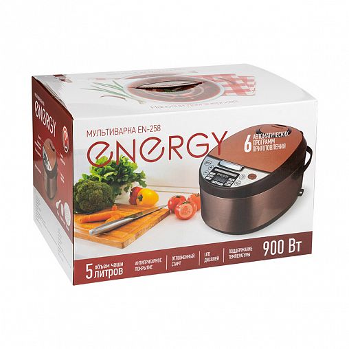 Мультиварка Energy EN-258, 5 л, 900 Вт, золотая фото