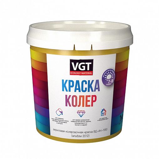 Краска колеровочная для водно-дисперсионных красок VGT ВД-АК-1180, 1 кг, желтая фото