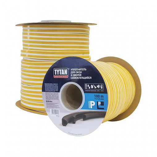 Уплотнитель P-профиль Tytan Professional, 9 x 5,5 мм, бухта 100 м, коричневый фото