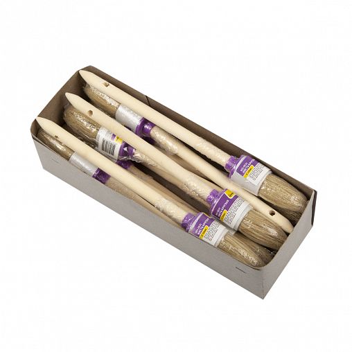 Кисть круглая Krafor №4, натуральная щетина, деревянная ручка, 25 мм фото