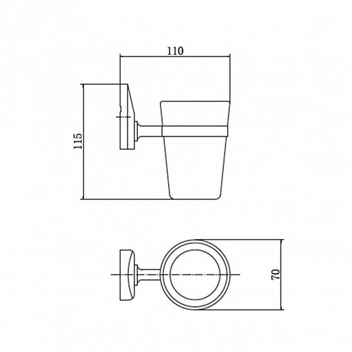 Стакан для зубных щеток Fashun A1606, с настенным держателем, стекло/металл, хром фото