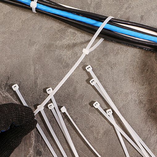 Хомут-стяжка Rexant, нейлон, 3,6 x 300 мм, 100 шт, белый фото