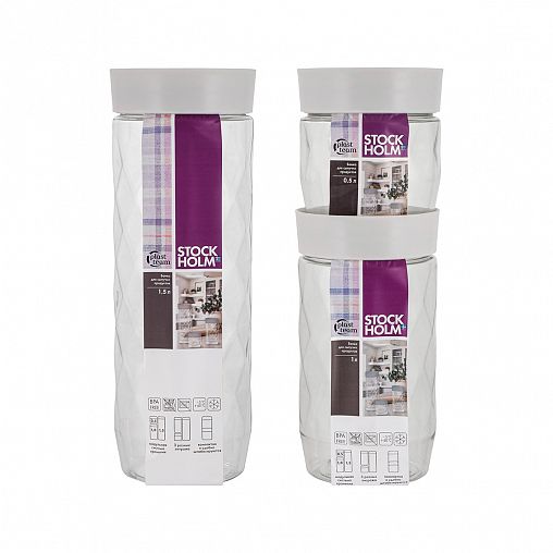 Банка для сыпучих продуктов Plast Team Stockholm, 1 л, пепельный жемчуг фото