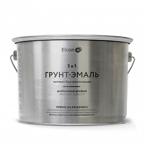 Грунт-эмаль по ржавчине Elcon 3 в 1, матовая, 10 кг, RAL 9003, белая фото