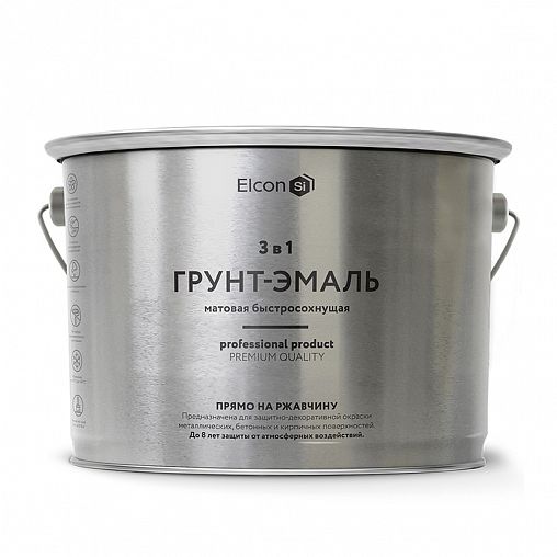 Грунт-эмаль по ржавчине Elcon 3 в 1, матовая, 10 кг, RAL 5005, синяя фото