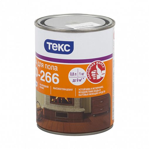 Эмаль ПФ-266 для пола Текс Универсал, глянцевая, 1 кг, красно-коричневая фото
