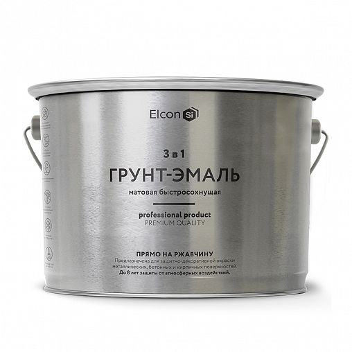 Грунт-эмаль по ржавчине Elcon 3 в 1, матовая, 10 кг, RAL 6002, зеленая фото