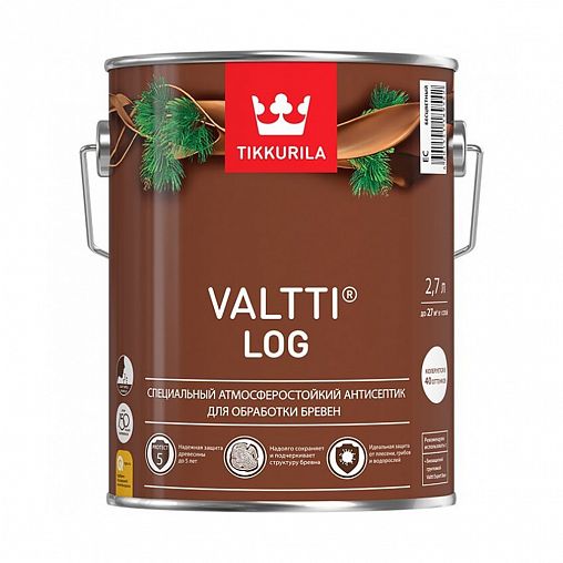 Декоративный антисептик для дерева Valtti Log (Валтти Лог) TIKKURILA 2,7л рябина фото