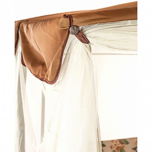 Качели садовые Olsa Турин, трехместные, 236,5 x 138 x 181,5 см, каркас коричневый фото