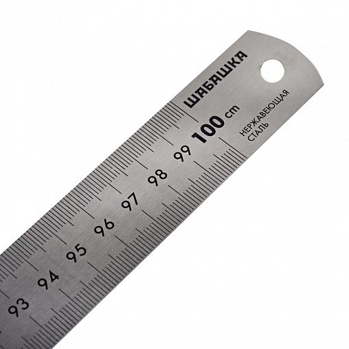Линейка Шабашка, двухсторонняя шкала, нержавеющая сталь, 1000 мм фото