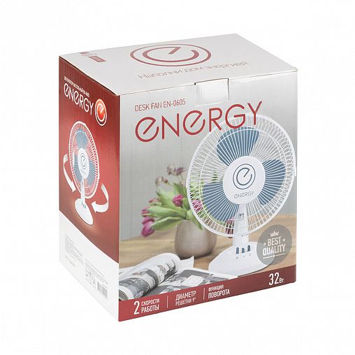 Вентилятор настольный Energy EN-0605, 32 Вт, 2 скорости, белый фото