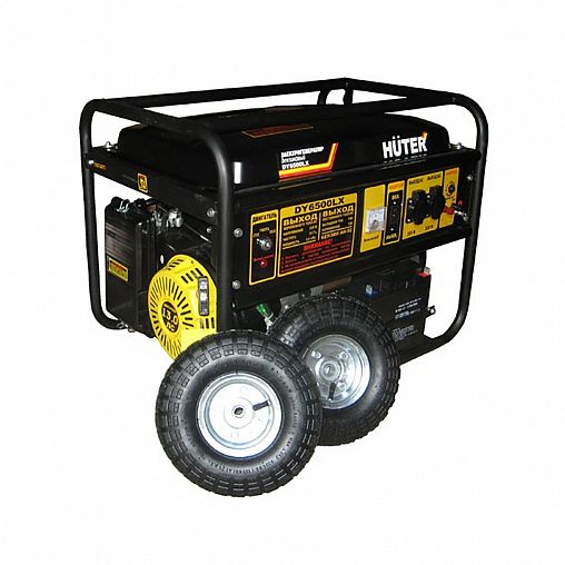 Генератор бензиновый Huter DY6500LX, с колесами и аккумулятором, 5000 Вт фото