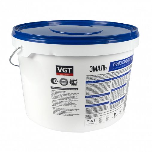 Эмаль универсальная VGT ВД-АК-1179, матовая, база A, супербелая, 15 кг фото