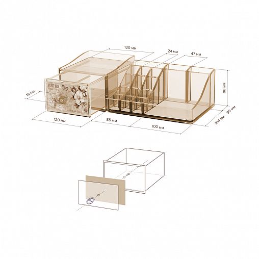 Органайзер для косметики и аксессуаров Valiant Vintage, 30,5 x 15,3 x 9 см фото