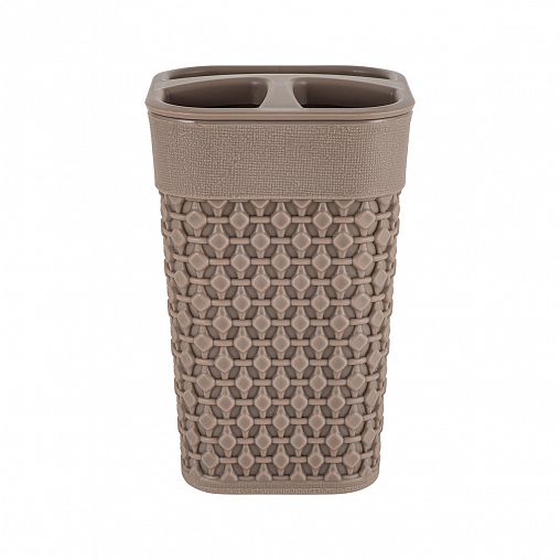 Стакан для зубных щеток Plast Team Oslo, с разделителями, шоколадный мокко фото