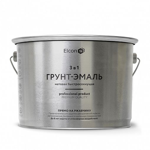 Грунт-эмаль по ржавчине Elcon 3 в 1, матовая, 10 кг, RAL 3002, красная фото