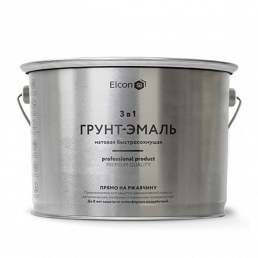 Грунт-эмаль по ржавчине Elcon 3 в 1, матовая, 2 кг, RAL 6002, зеленая фото