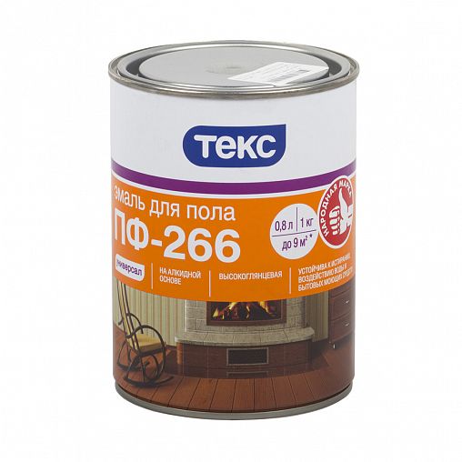 Эмаль ПФ-266 для пола Текс Универсал, глянцевая, 1 кг, красно-коричневая фото